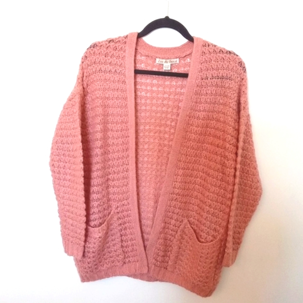 Love by Design Women's Soft Open Knit Rose Pink Long Sleeve Oversized Cardigan